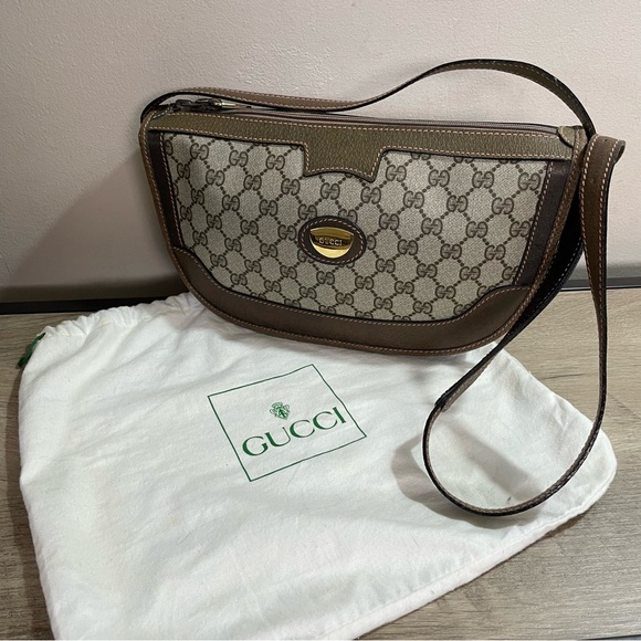 Gucci Handbags - MINT! Vintage GUCCI GG Coated Canvas MONOGRAM Brown LEATHER Designer PURSE Bag